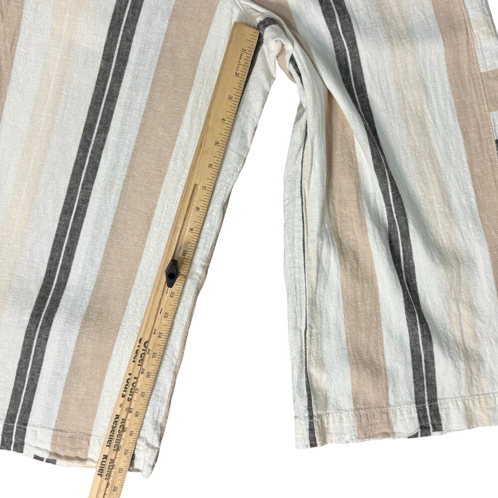 Anthropologie Beige Black White Neutral Stripe Linen Blend Wide Leg Pants size M - Picture 8 of 12